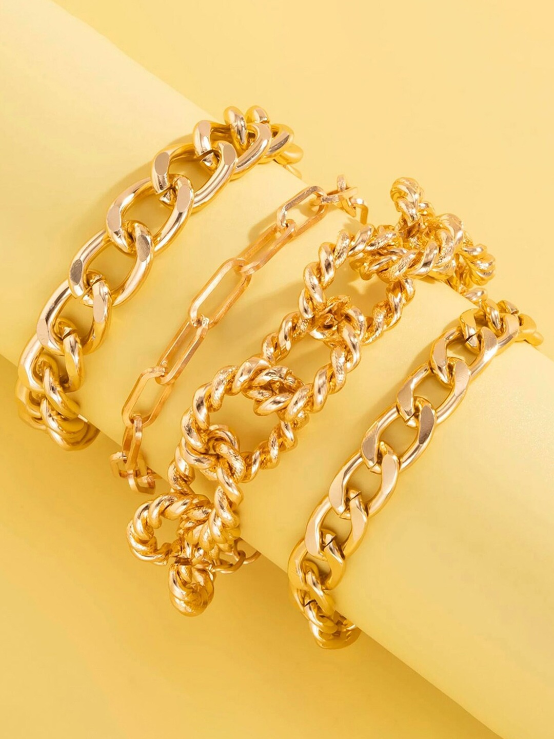 

Jewels Galaxy Women Set Of 4 Gold-Plated Link Bracelet
