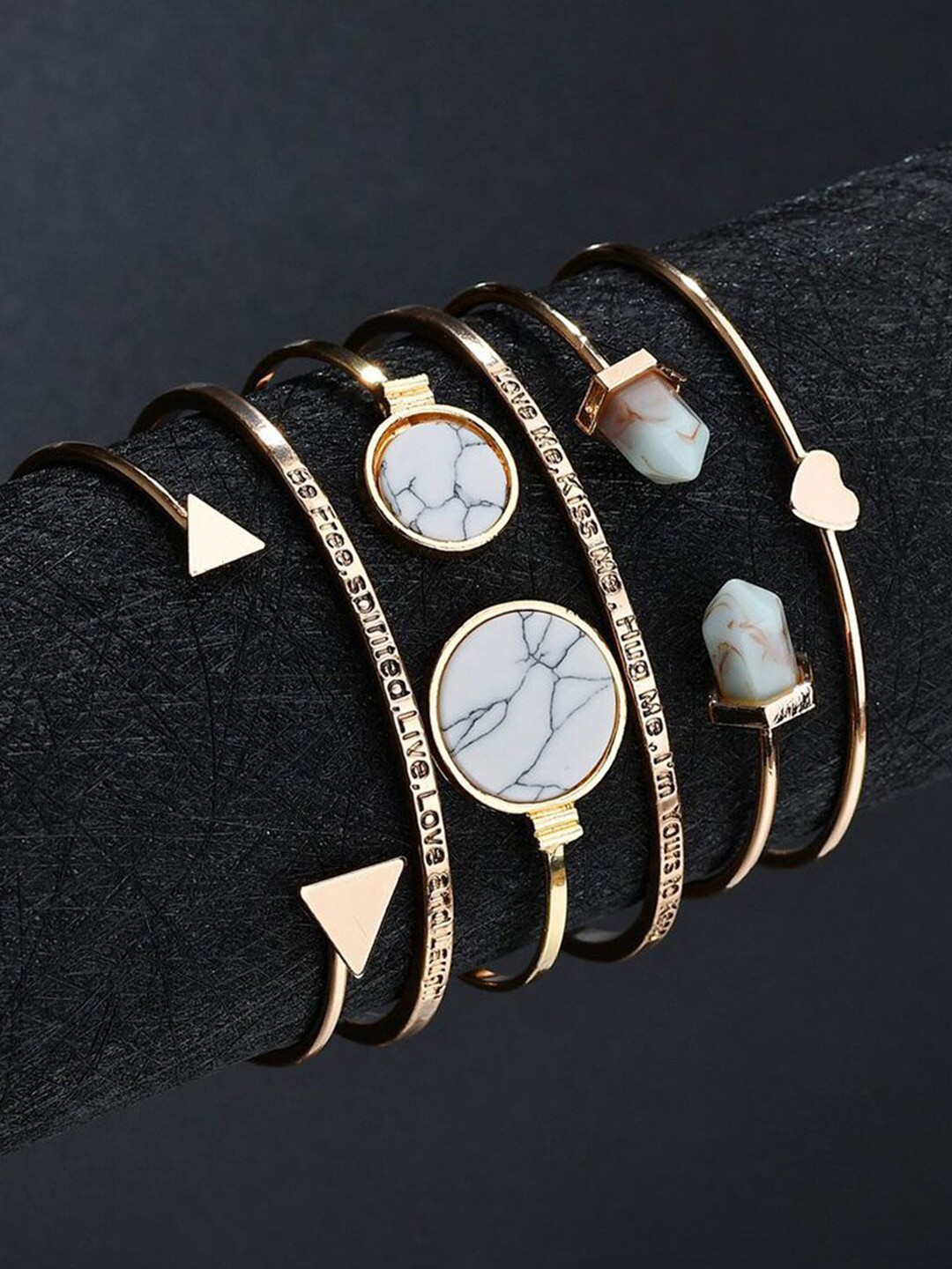

Jewels Galaxy Women Pack Of 6 Gold-Plated Cuff Bracelets