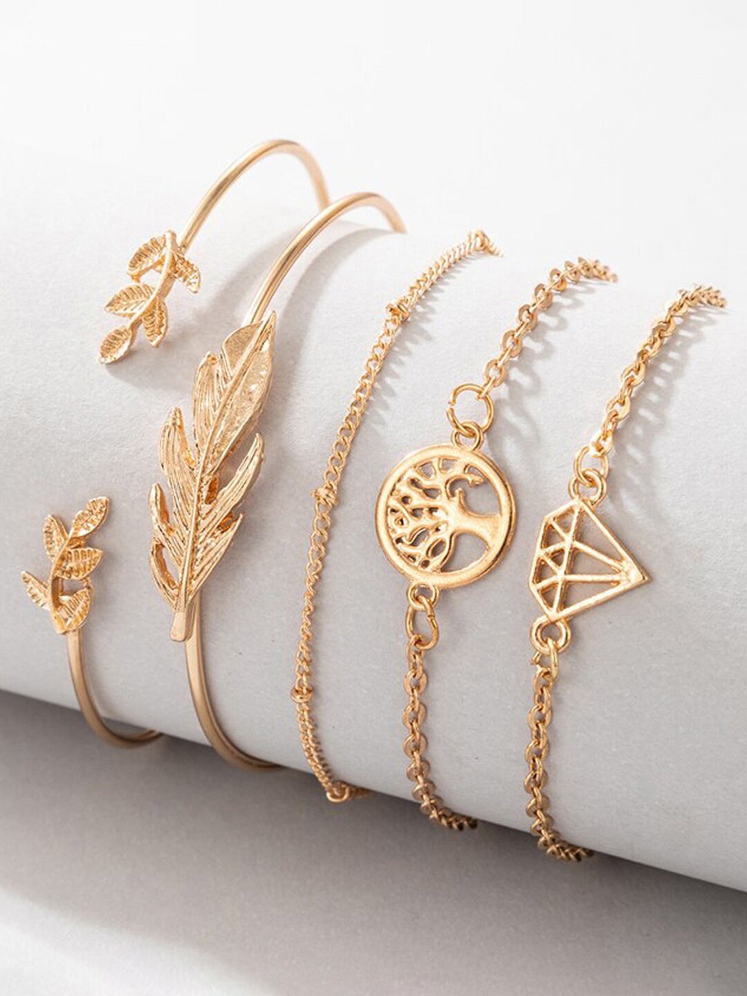 

Jewels Galaxy Women Pack Of 5 Gold-Plated Charm Bracelets