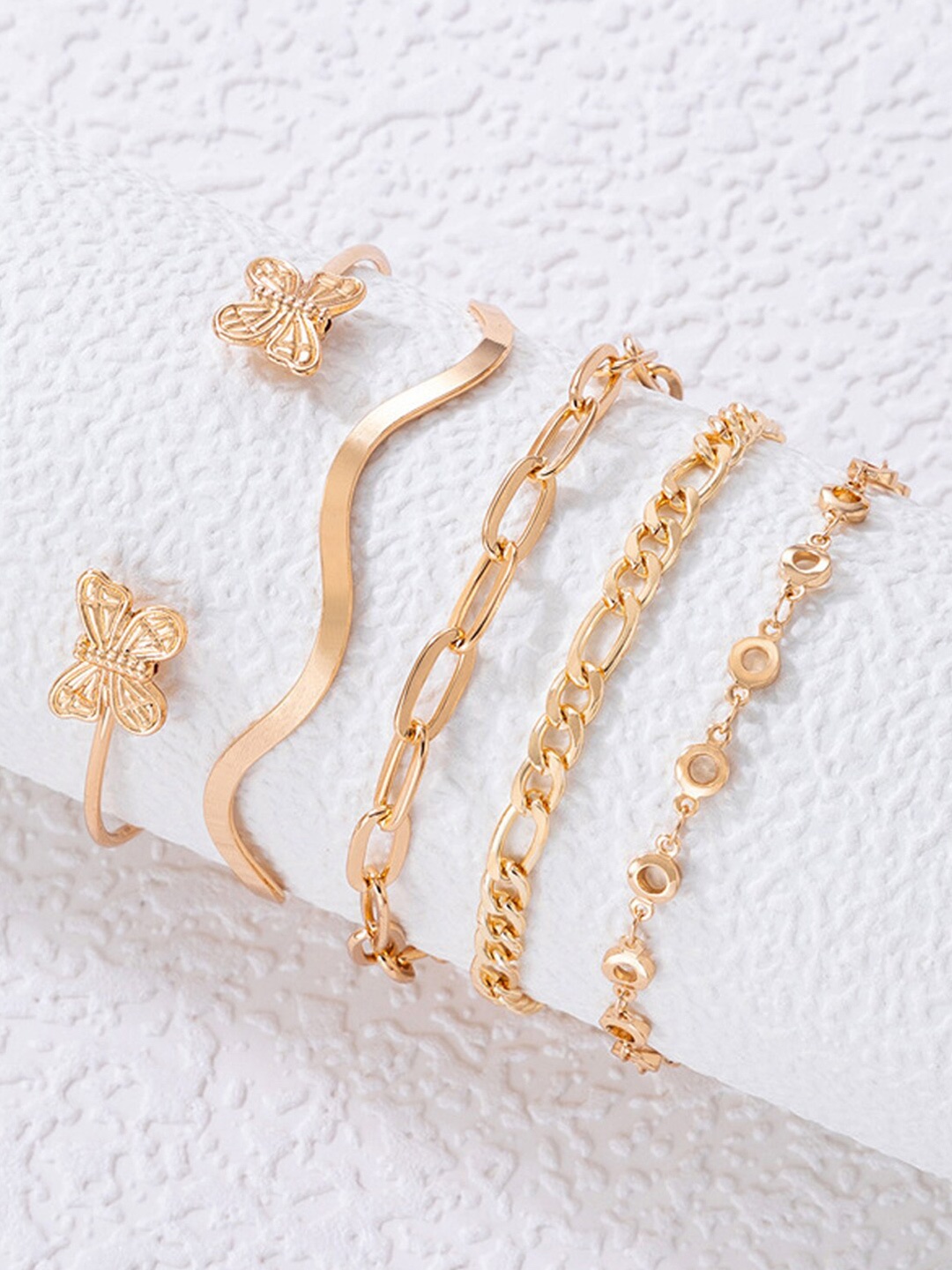 

Jewels Galaxy Women Pack Of 5 Gold-Plated Cuff Bracelets