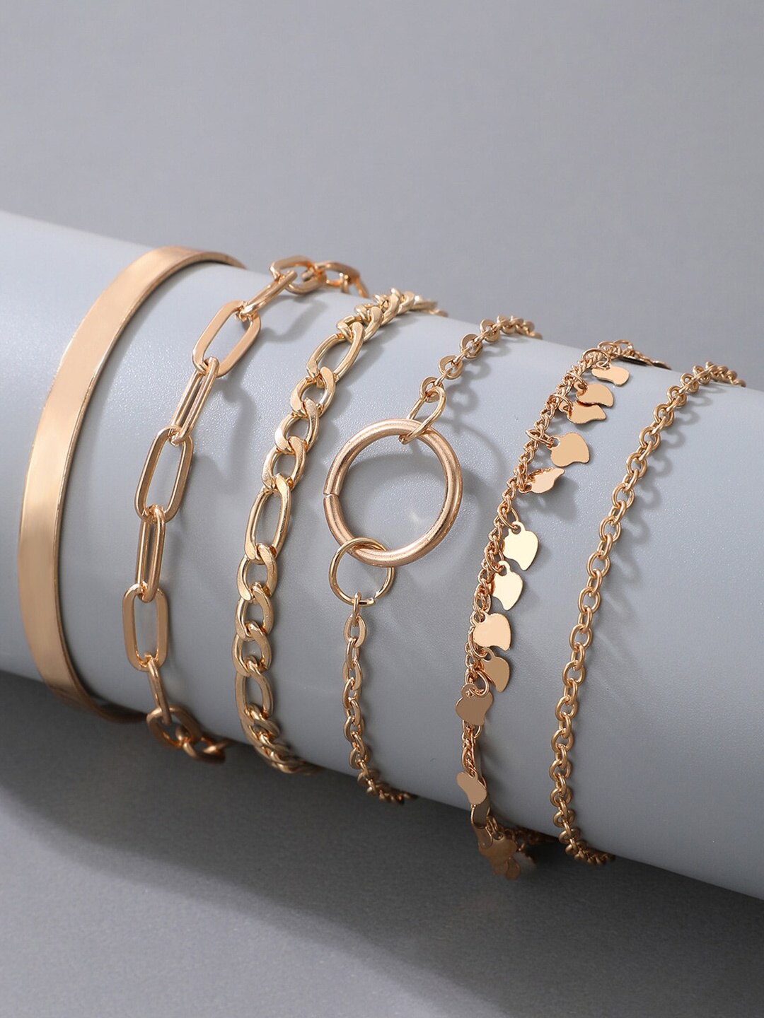 

Jewels Galaxy Women Pack Of 6 Gold-Plated Charm Bracelets