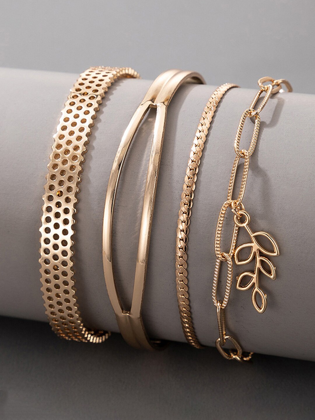 

Jewels Galaxy Women Pack of 4 Gold-Plated Charm Bracelets