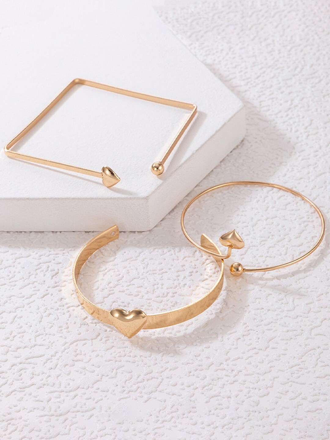 

Jewels Galaxy Women Pack Of 3 Gold-Plated cuff Bracelets