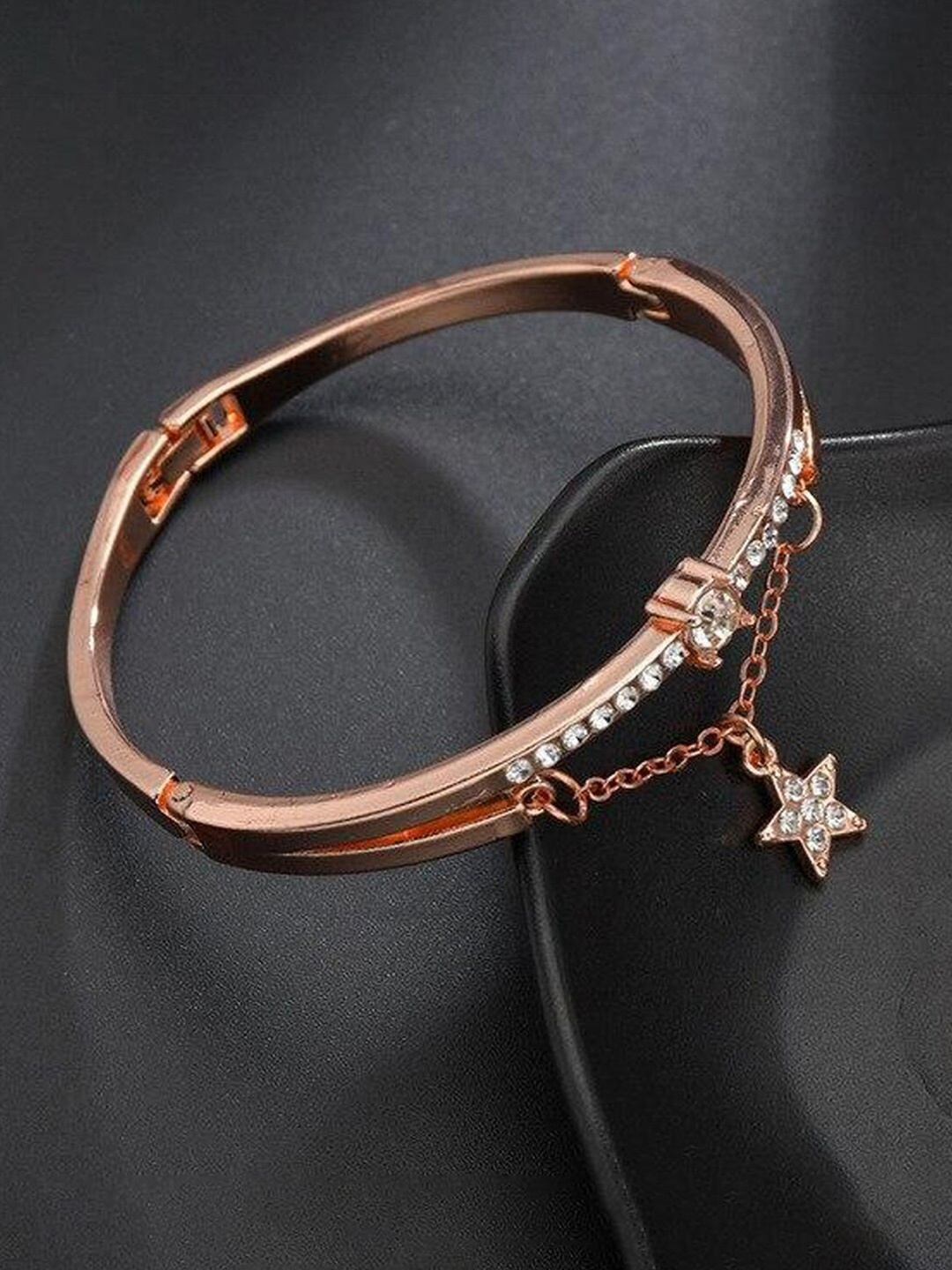 

Jewels Galaxy Women Brass Crystals Rose Gold-Plated Kada Bracelet