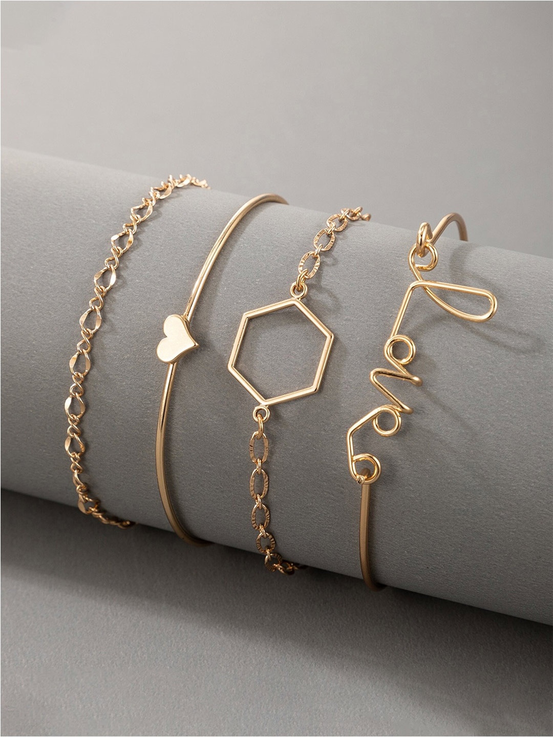 

Jewels Galaxy Women Set Of 4 Gold-Plated Cuff Bracelet