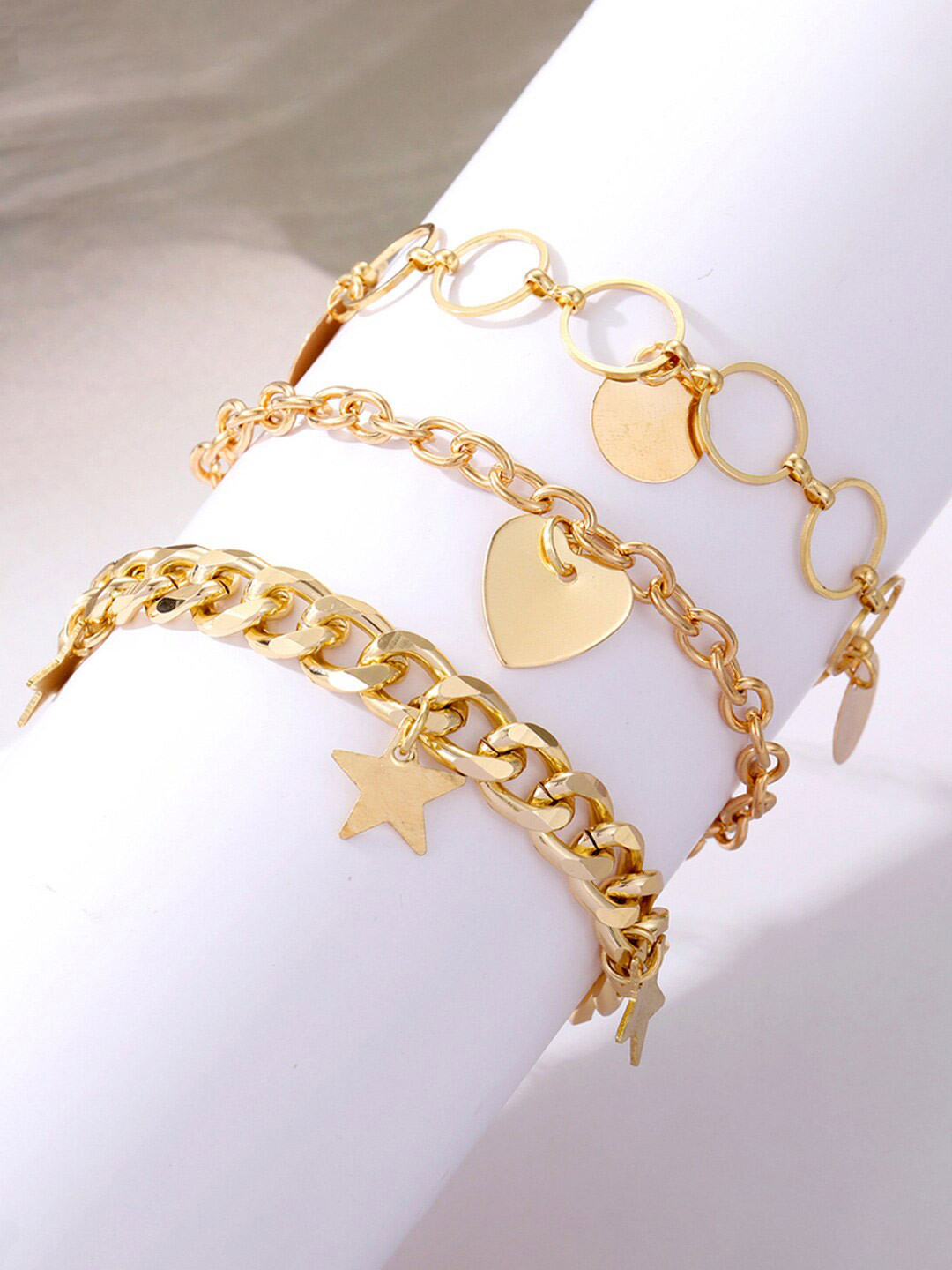 

Jewels Galaxy Women Set Of 3 Gold-Plated Link Bracelet