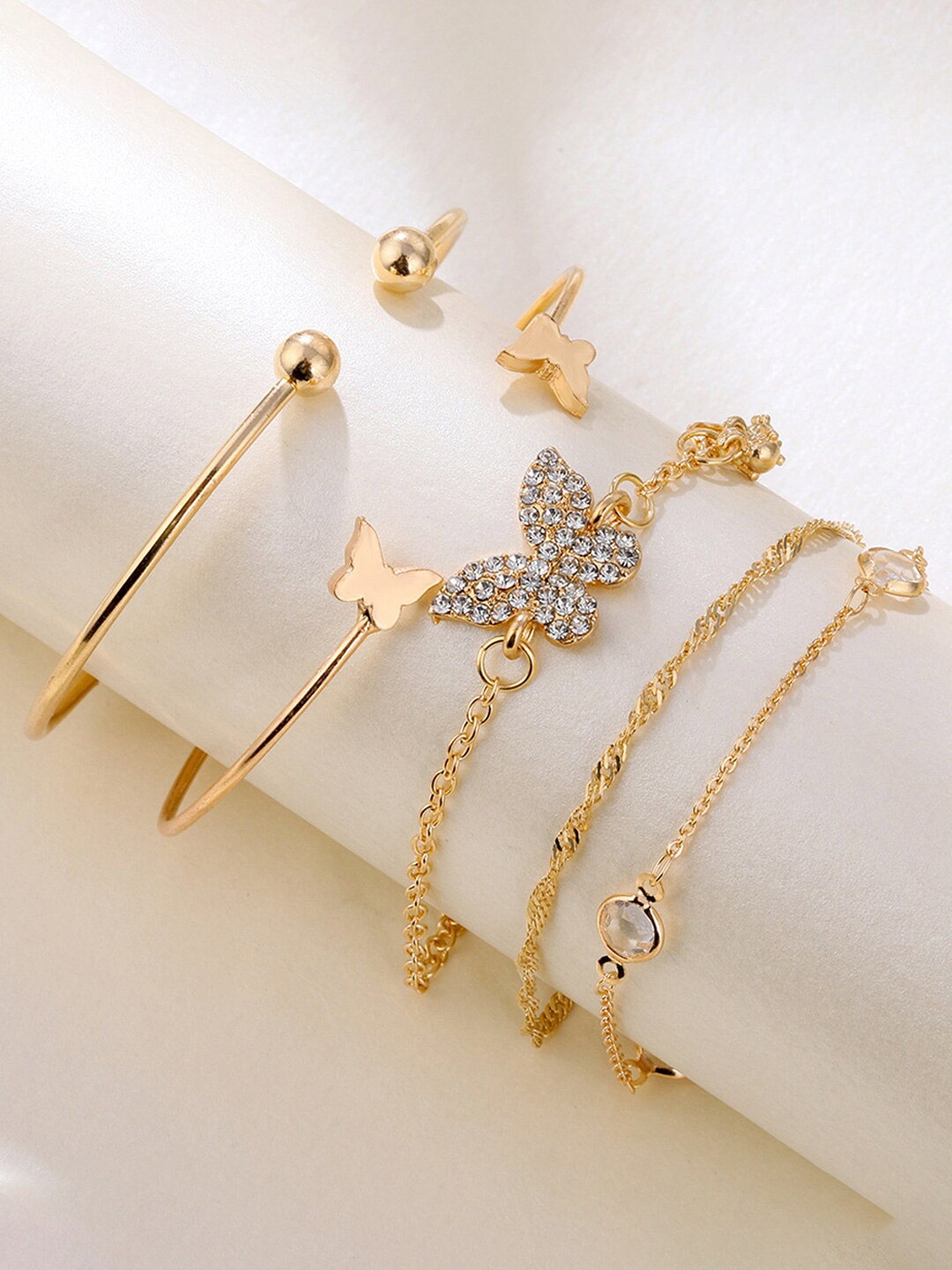 

Jewels Galaxy Women Set Of 5 Gold-Plated Link Bracelet