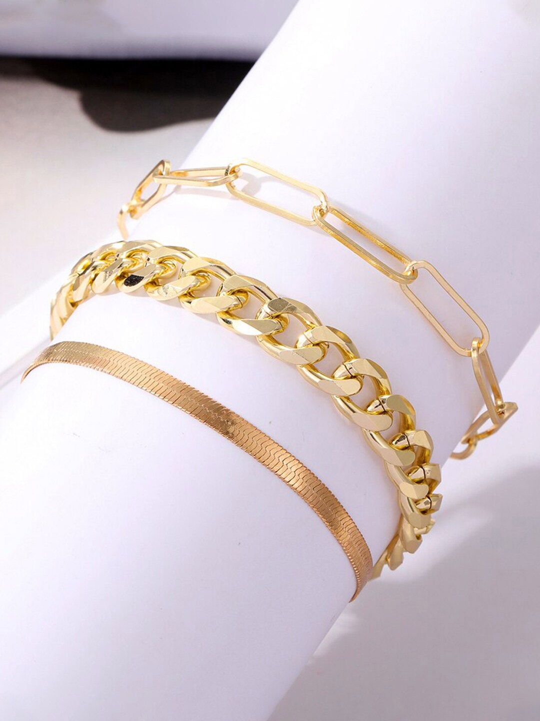 

Jewels Galaxy Women Set of 3 Gold-Plated Wraparound Bracelet