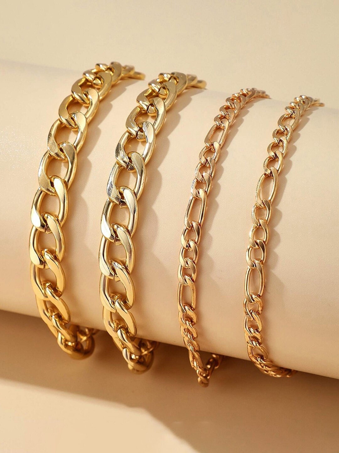 

Jewels Galaxy Women Set of 4 Gold-Plated Link Bracelet