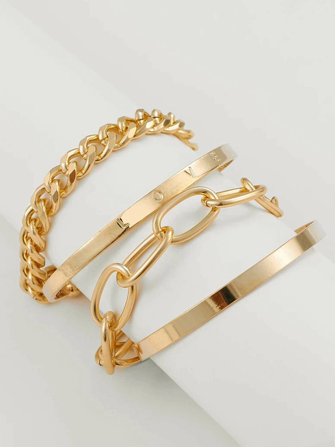 

Jewels Galaxy Women Set of 4 Gold-Plated Link Bracelet