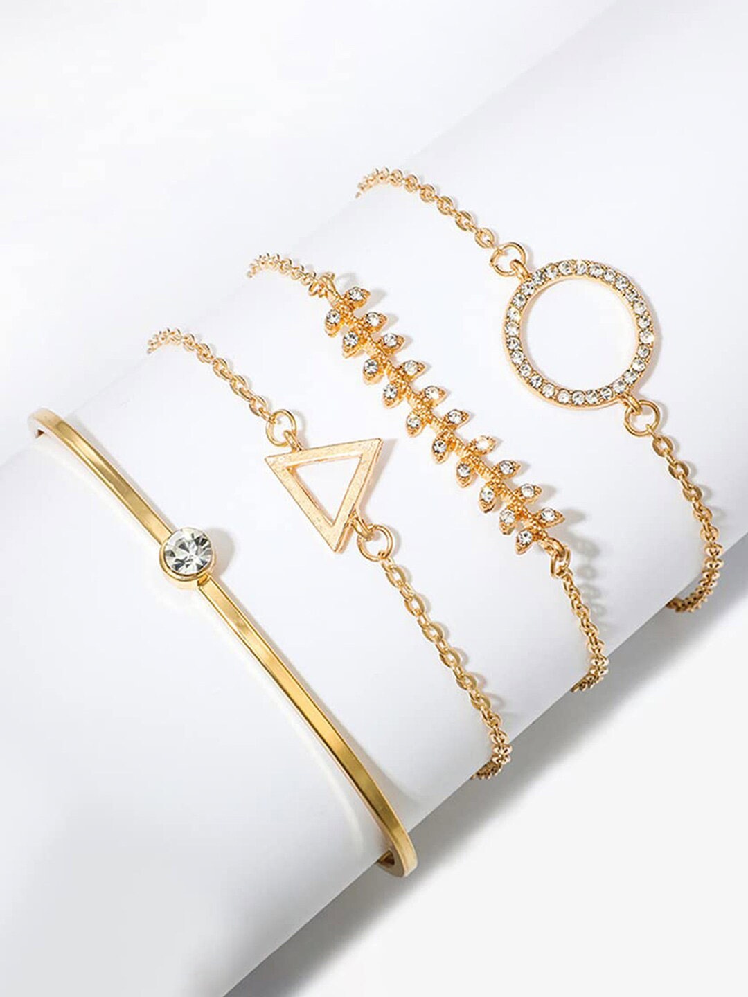 

Jewels Galaxy Women Set of 4 Gold-Plated Link Bracelet