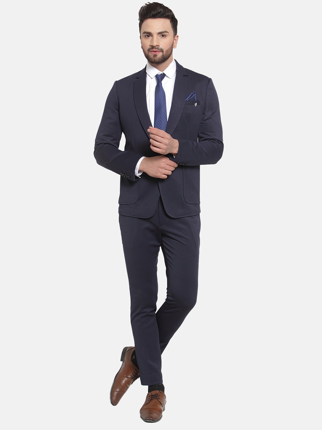 

LUXURAZI Men Single Breasted 2-Piece Slim-Fit Suit, Blue