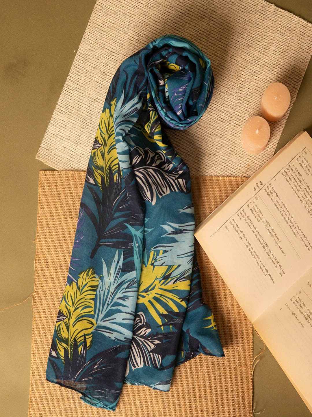 

Jewelz Women Lightweight Cotton Printed Stole, Blue