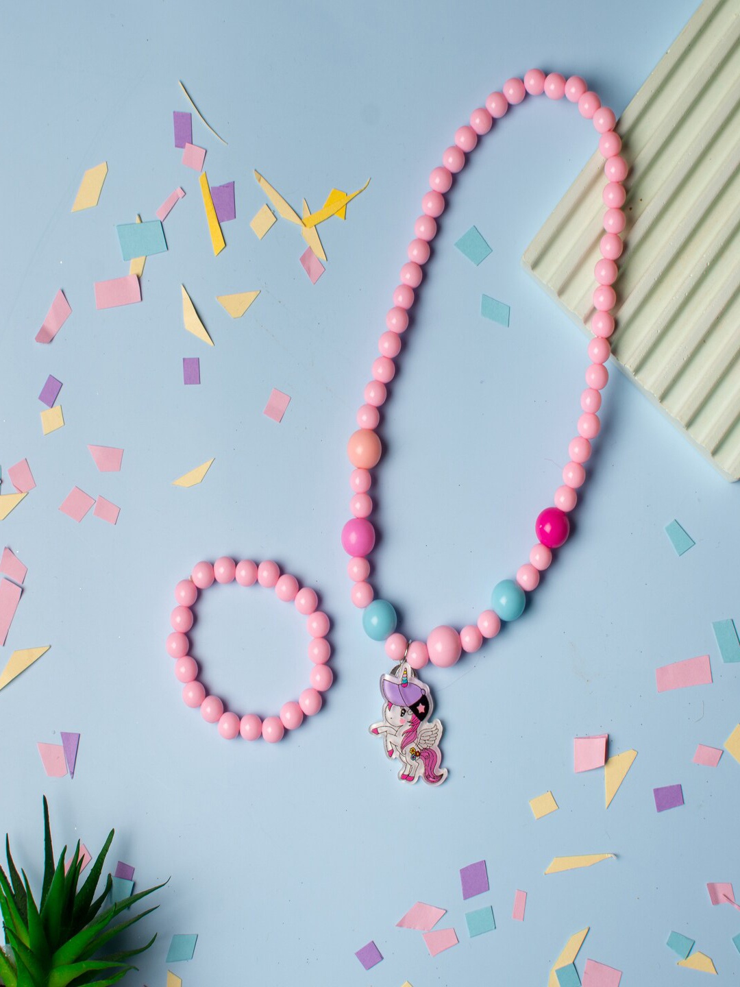 

Jewelz Girls Beaded Necklace & Bracelet Set, Pink