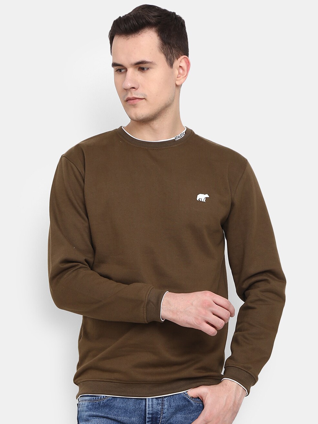 

V-Mart Men Long Sleeve Pullover Sweatshirt, Brown