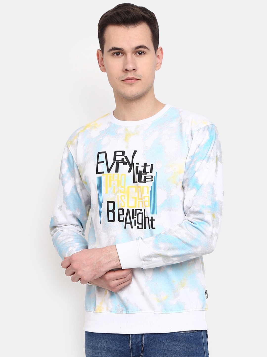 

V-Mart Men Printed Cotton Sweatshirt, White