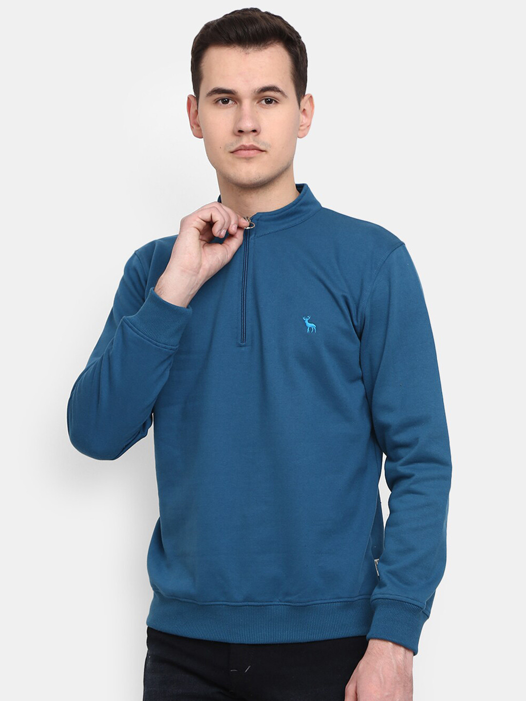 

V-Mart Men High Neck Sweatshirt, Teal