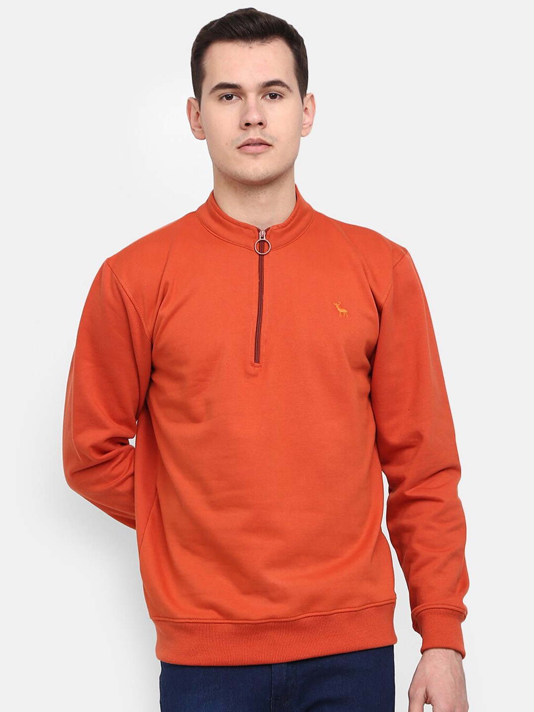 

V-Mart Men High Neck Fleece Sweatshirt, Rust
