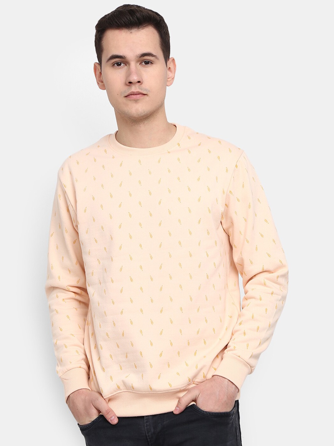 

V-Mart Men Printed Sweatshirt, Peach