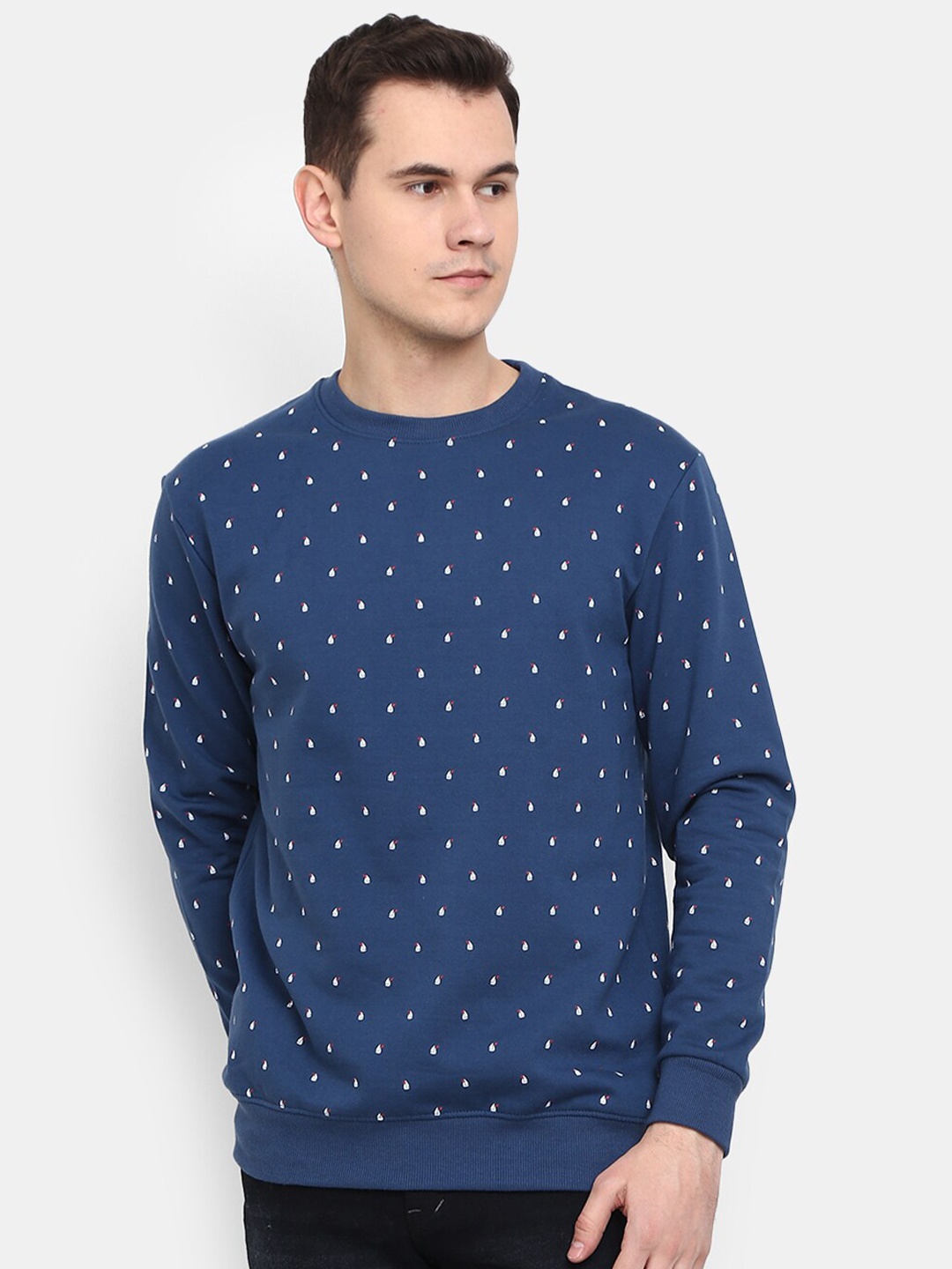 

V-Mart Men Printed Cotton Sweatshirt, Teal