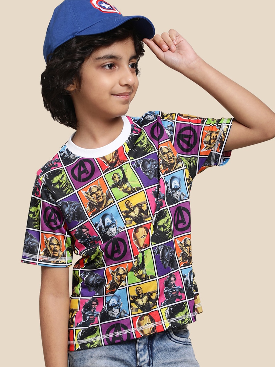 

Kids Ville Boys Avengers Assemble Printed Cotton T-shirts, White