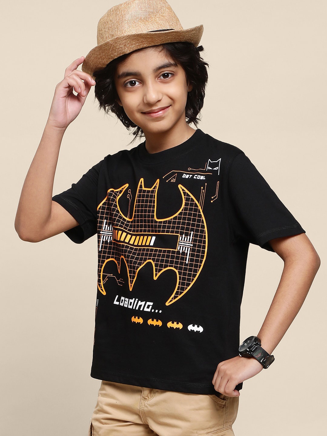 

Kids Ville Boys Batman Printed Cotton T-Shirt, Black