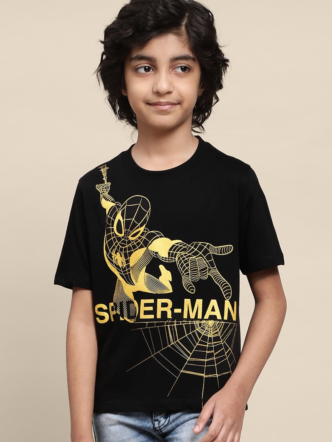 

Kids VilleBoys Spiderman Printed Tshirt For Kids Boys, Black