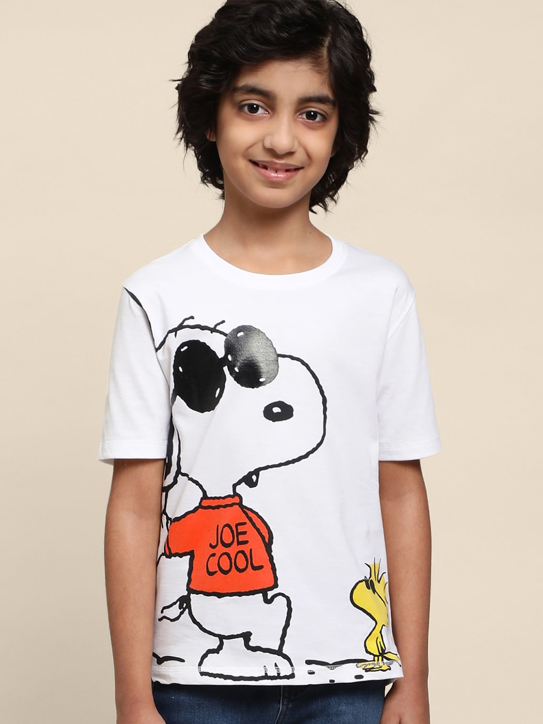 

Kids Ville Boys Peanuts-Printed Cotton T-Shirts, White