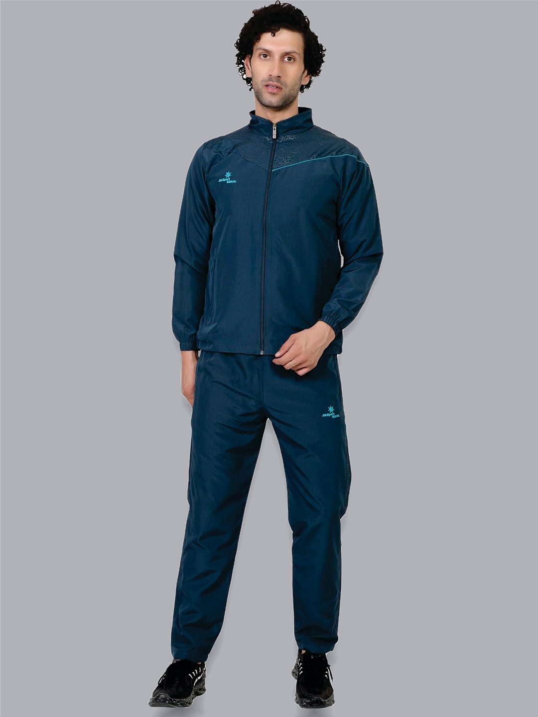 

SPORT SUN Men Mock Collar Tracksuit, Teal