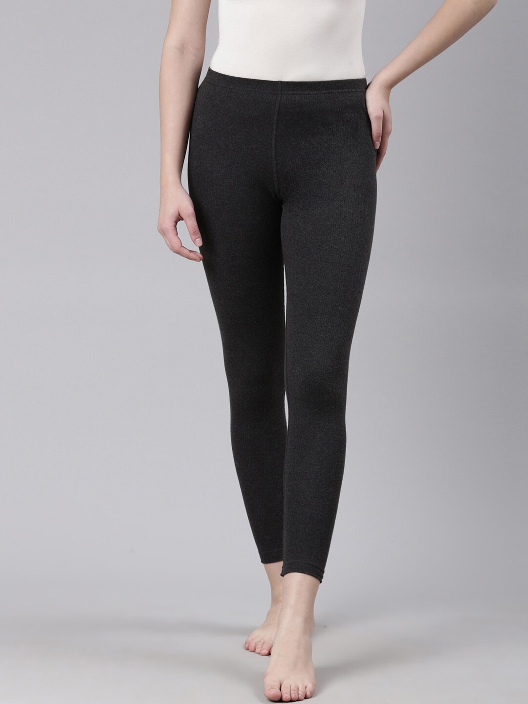 

FASO Women Striped Cotton Thermal Leggings, Charcoal