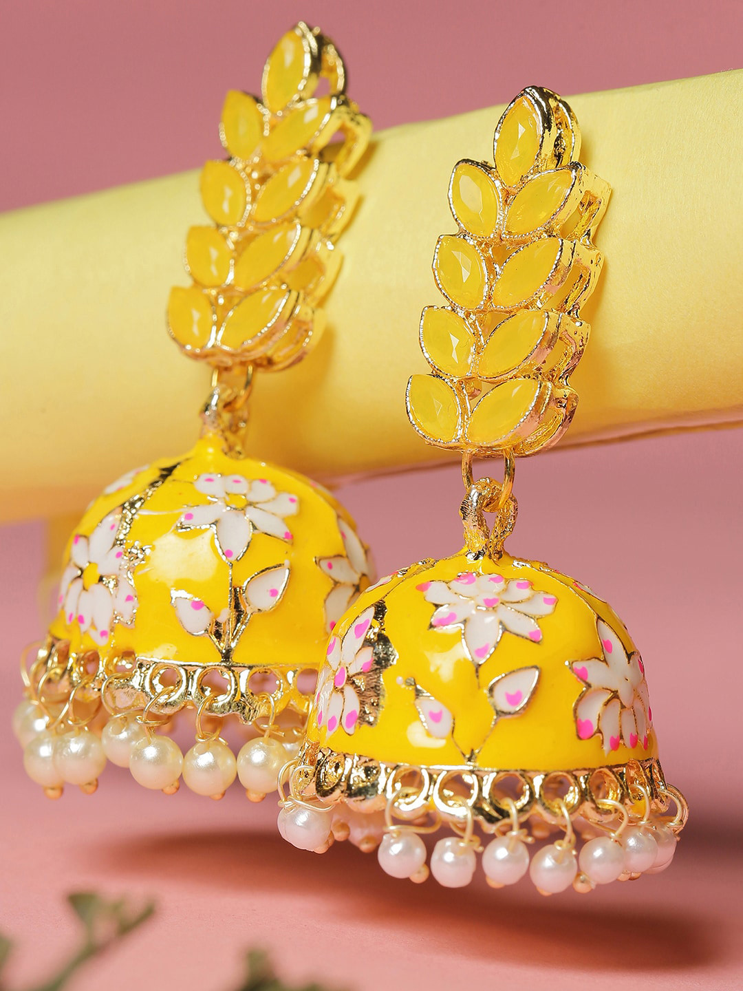 

SOHI Gold-Plated Contemporary Jhumkas Earrings, Yellow