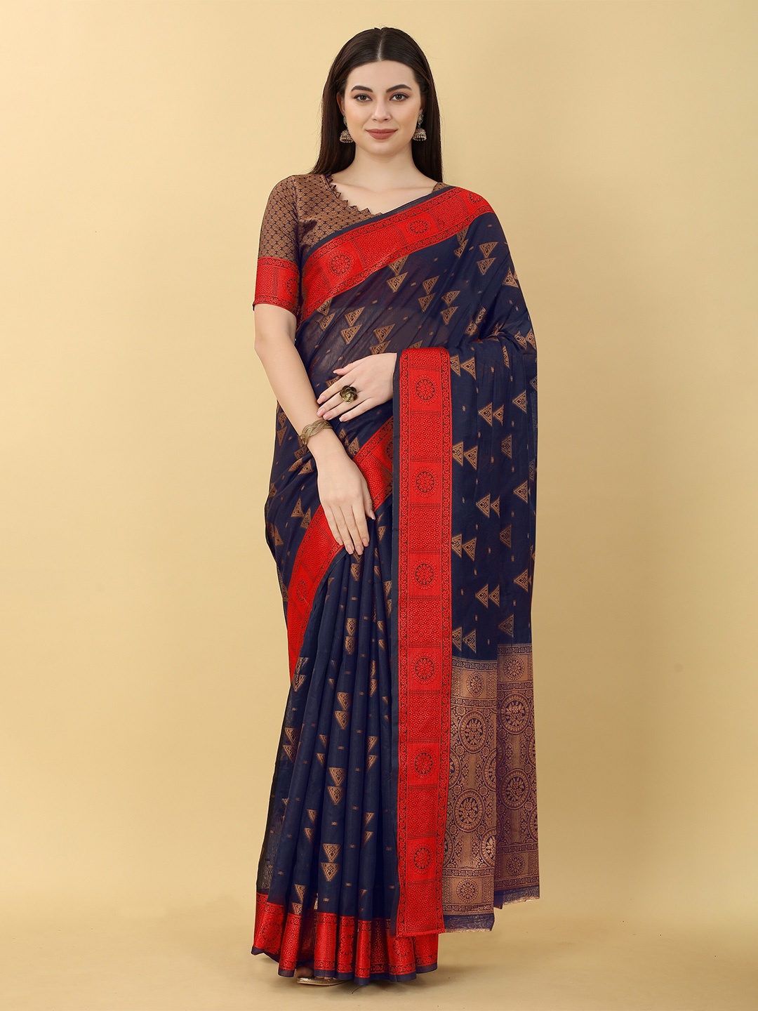 

JSItaliya Woven Design Zari Banarasi Saree, Navy blue