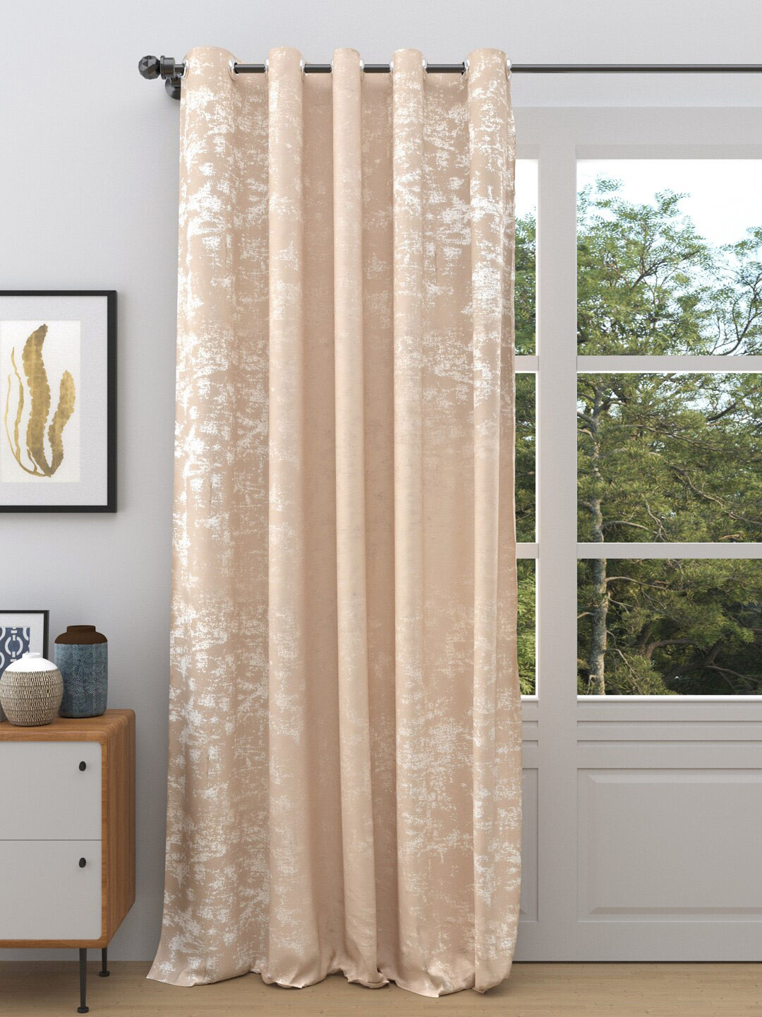 

DREAM WEAVERZ Cream-Coloured Room Darkening Single Door Curtain