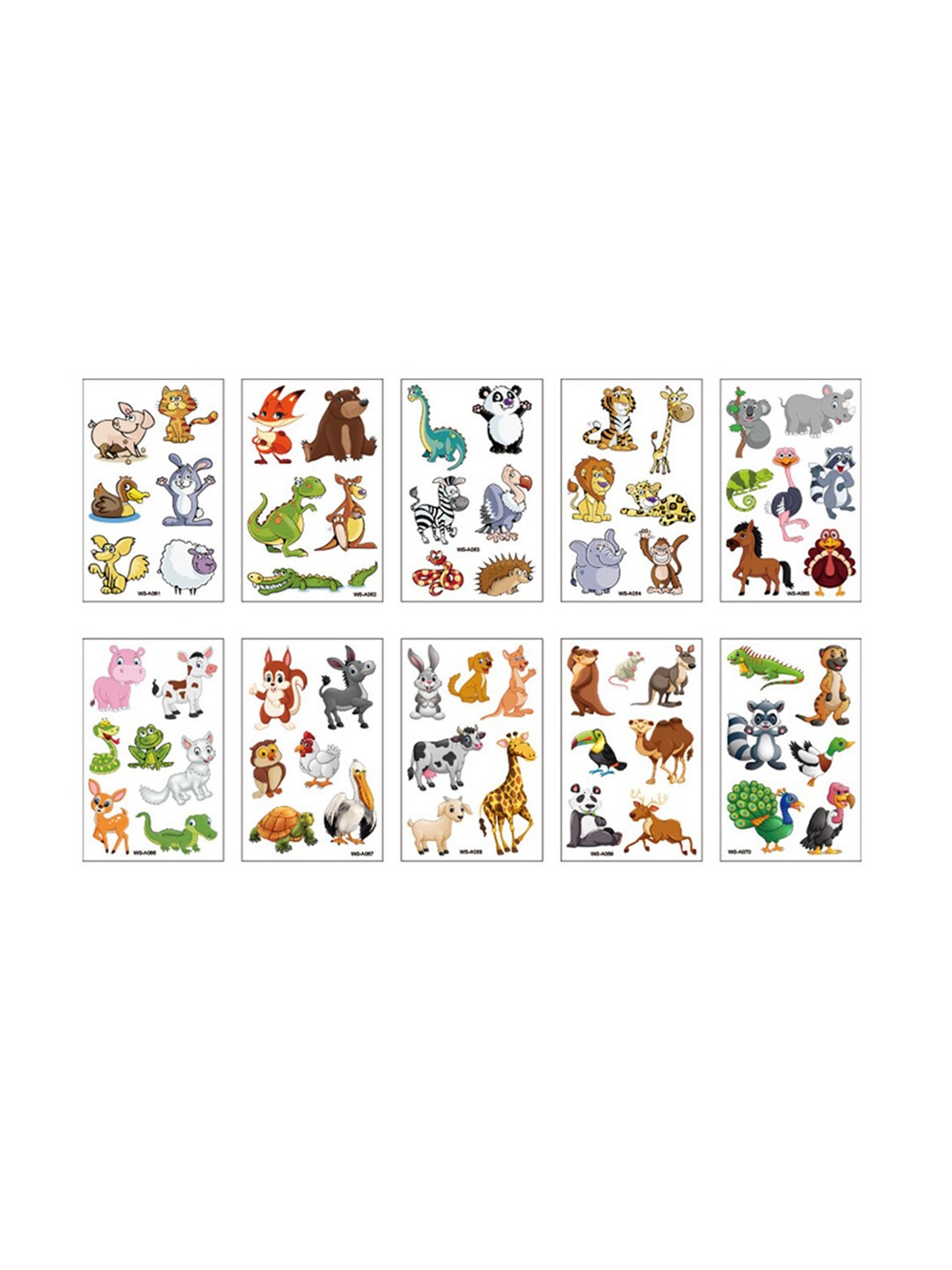 

S.A.V.I. 10 Sheets Animal Shapes Temporary Tattoo Stickers, Multi