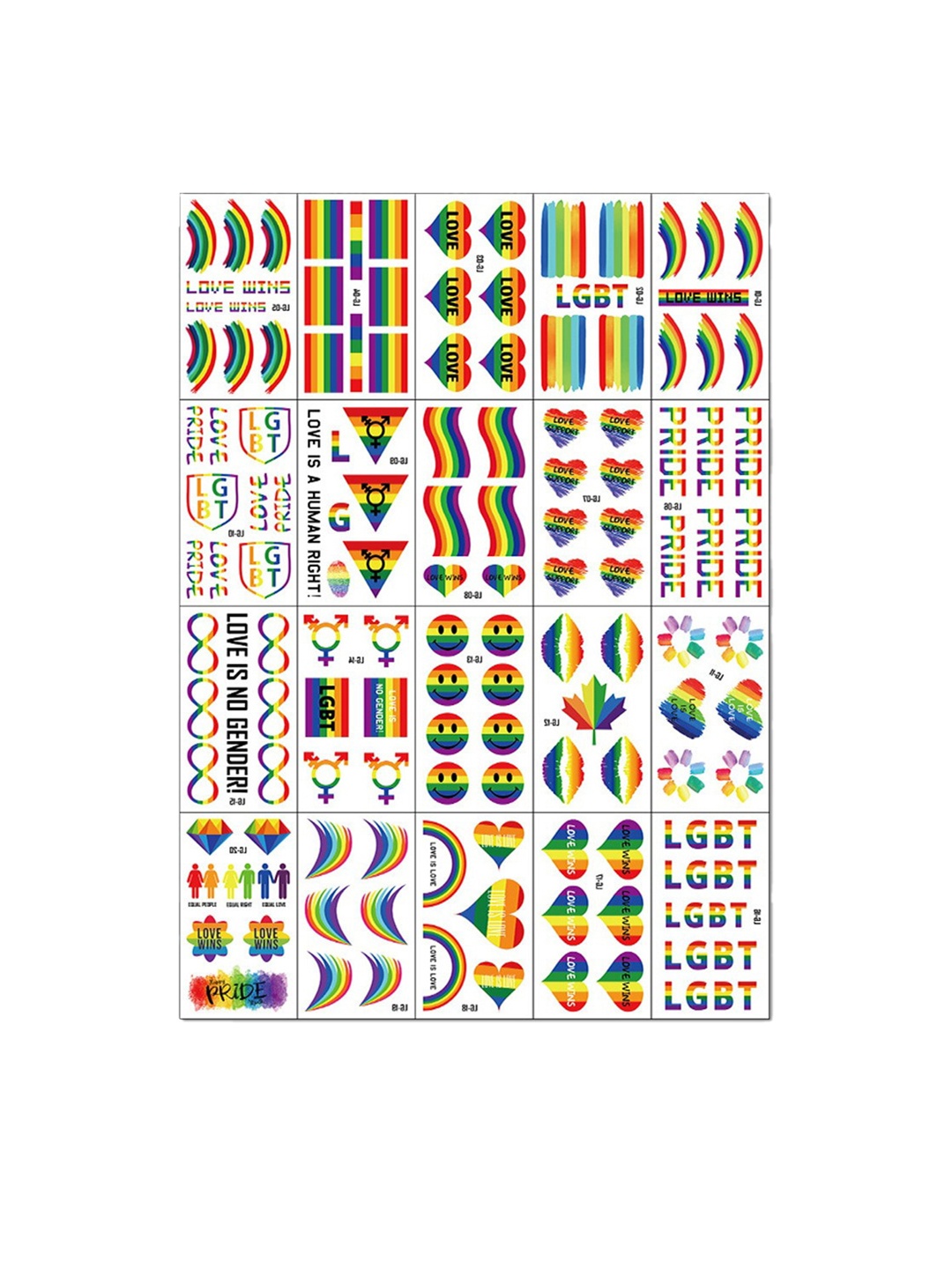 

S.A.V.I. 20 Sheets Rainbow LGBT Party Parade Temporary Tattoo Stickers, Multi