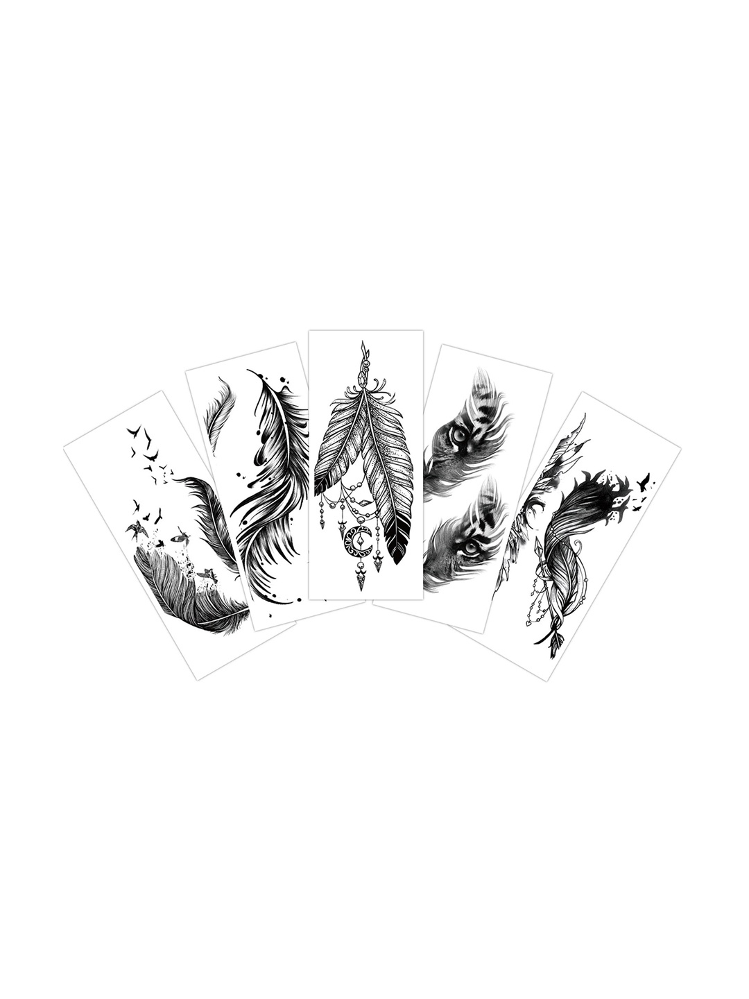 

S.A.V.I. 5 Sheets Feathers & Birds Temporary Tattoo Stickers, Black