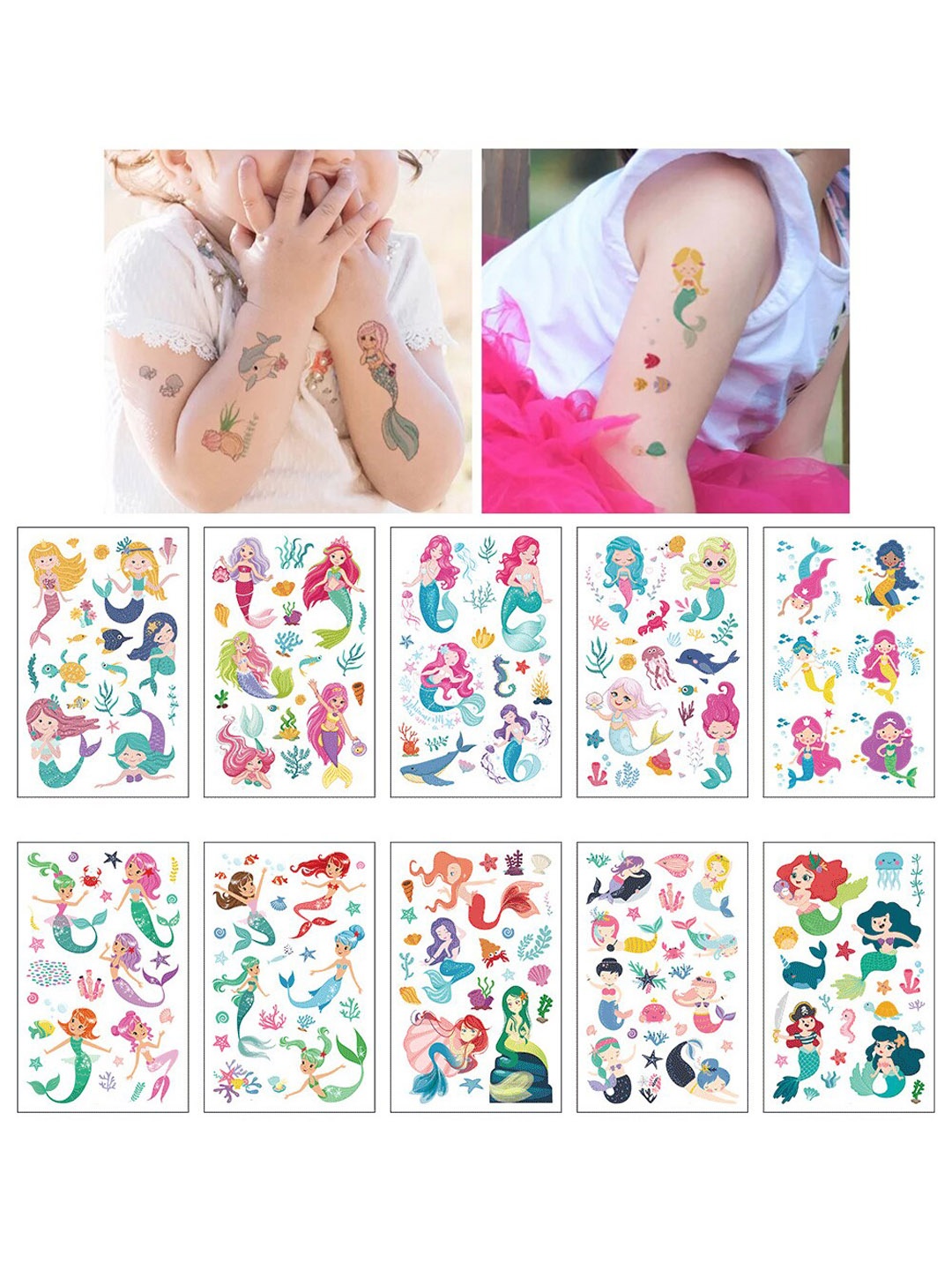 

S.A.V.I. Kids 10-Pieces Colorful Mermaids Temporary Tattoo Stickers, Pink
