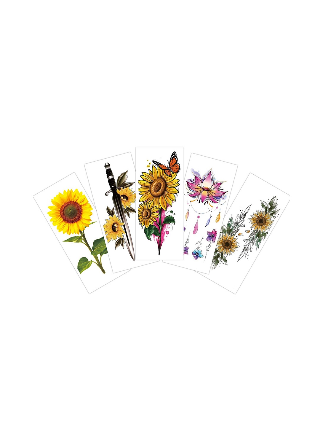 

S.A.V.I. 5pcs Yellow Sunflowers Butterfly Dagger Temporary Tattoo Stickers