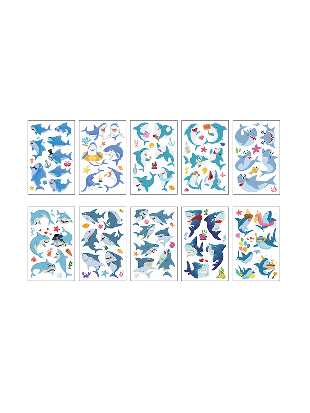 

S.A.V.I. Kids 10-Pieces Sharks Colorful Temporary Tattoo Stickers, Blue