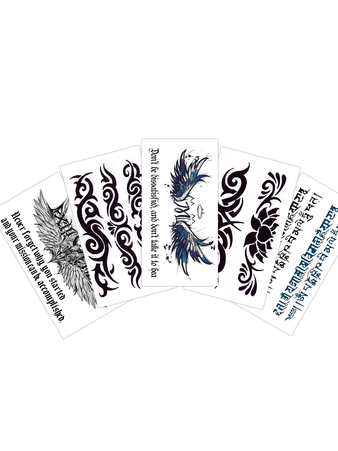 

S.A.V.I. 5pcs Sanskrit Words Text Temporary Tattoo Stickers, Black