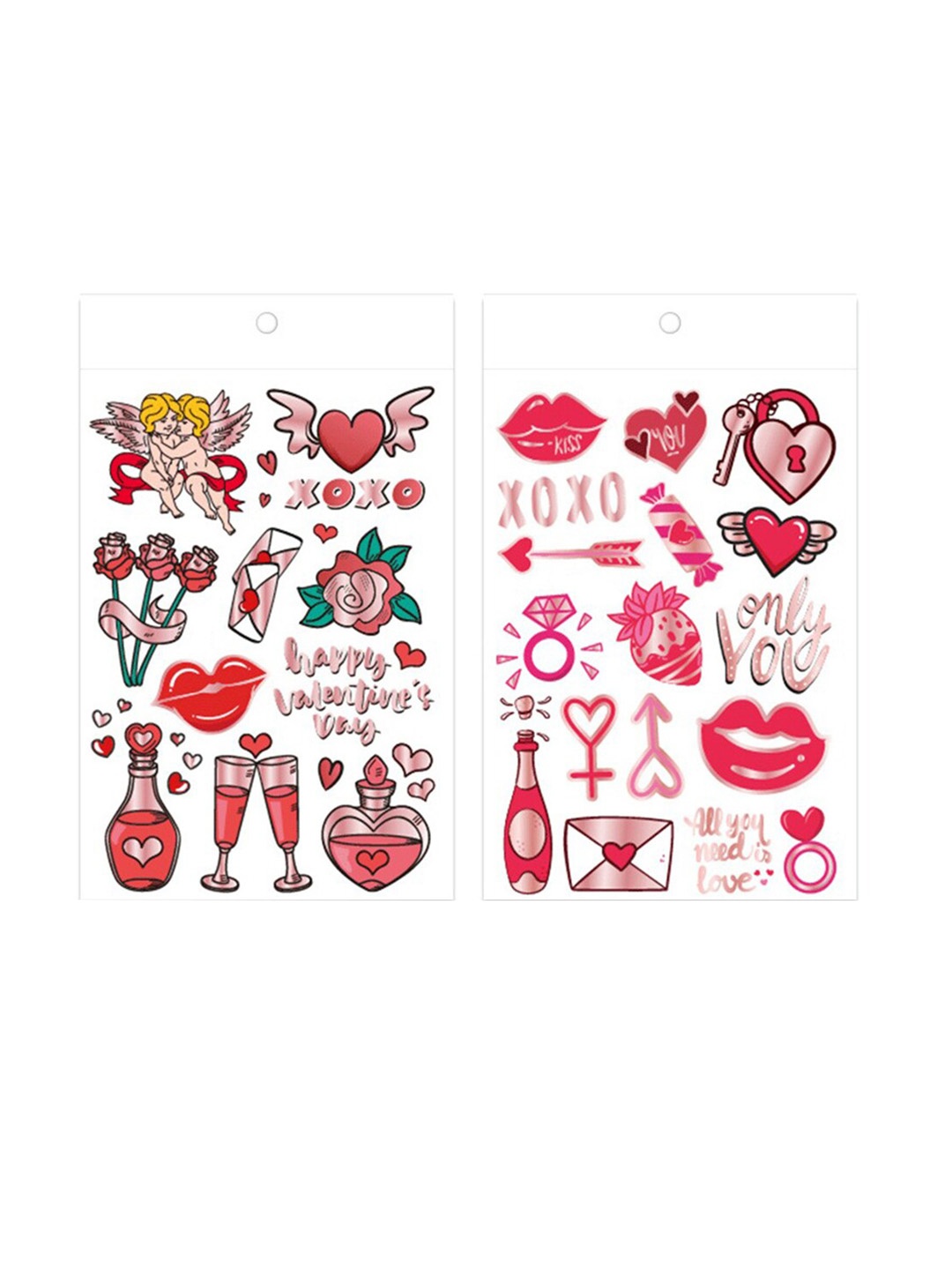 

S.A.V.I. 2-Pieces Combo Of Love Couple Temporary Tattoo Stickers, Pink
