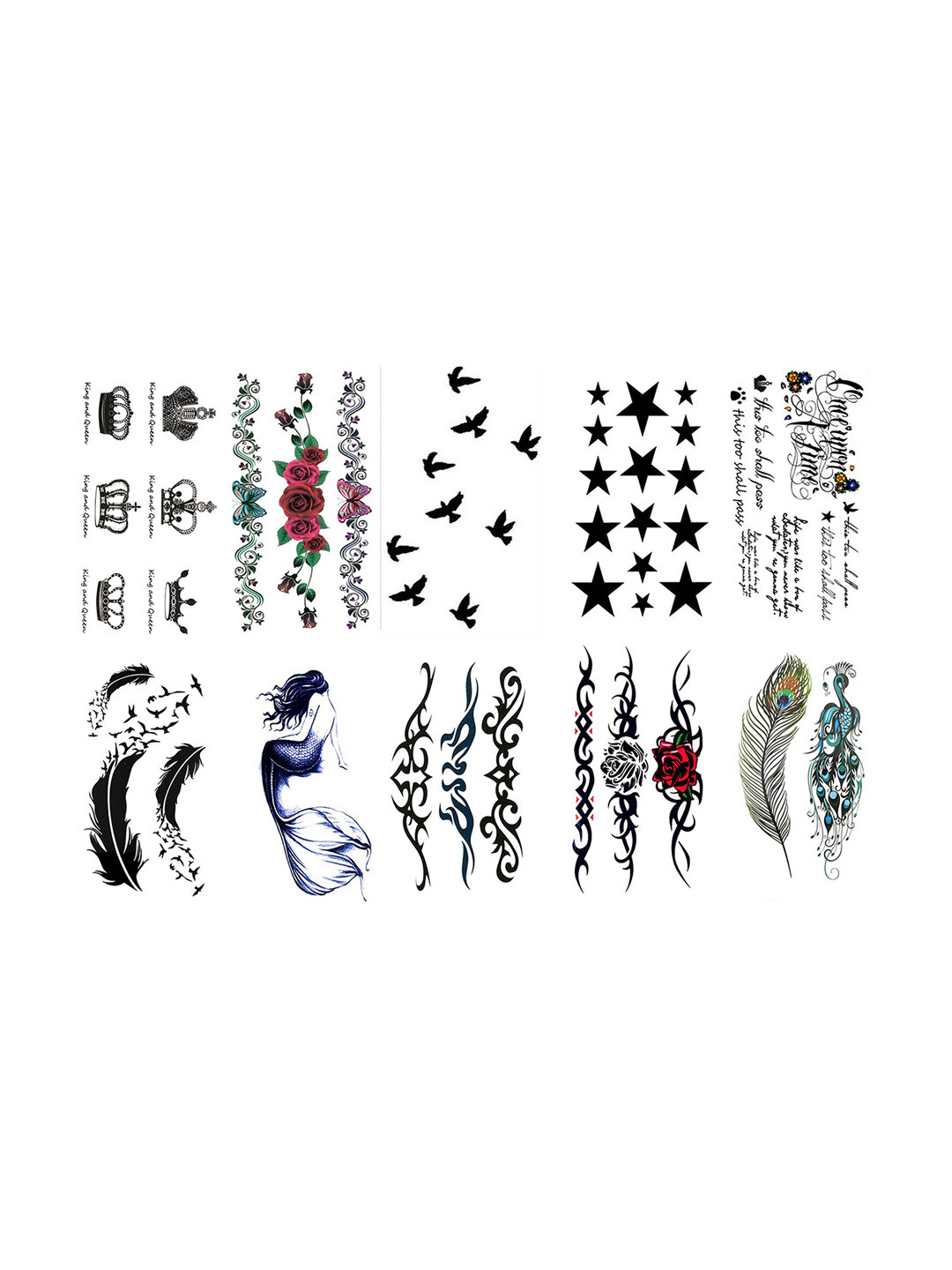 

S.A.V.I. 10 Pieces Luminous Temporary Tattoo Stickers, Black