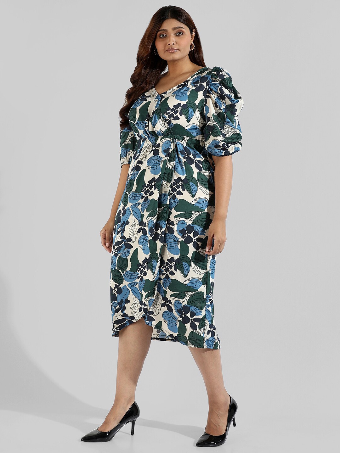 

Instafab Plus Multicoloured Floral Midi Dress, Multi