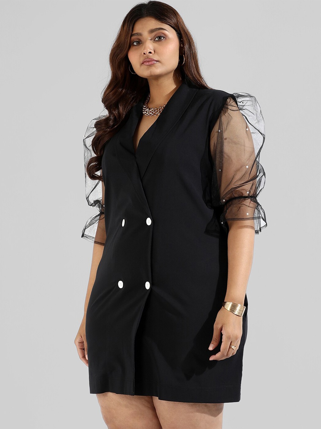 

Instafab Plus Women Plus Size V-Neck Sheath Dress, Black