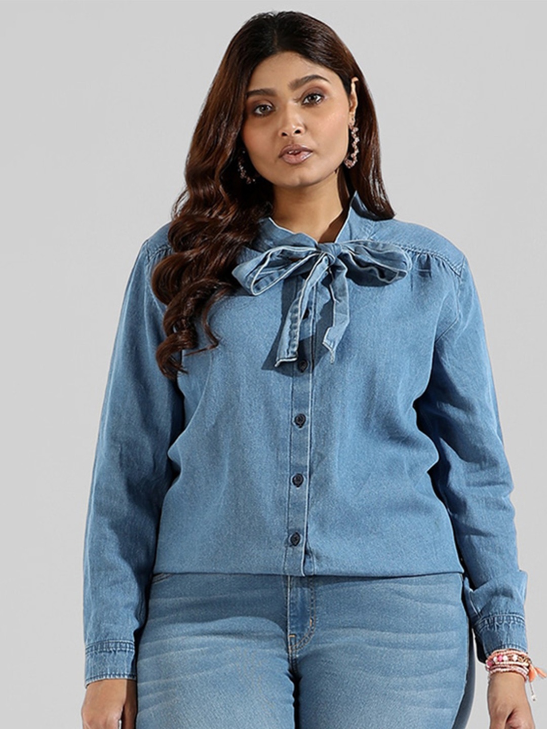 

Instafab Plus Women Plus Size Casual Shirt, Blue