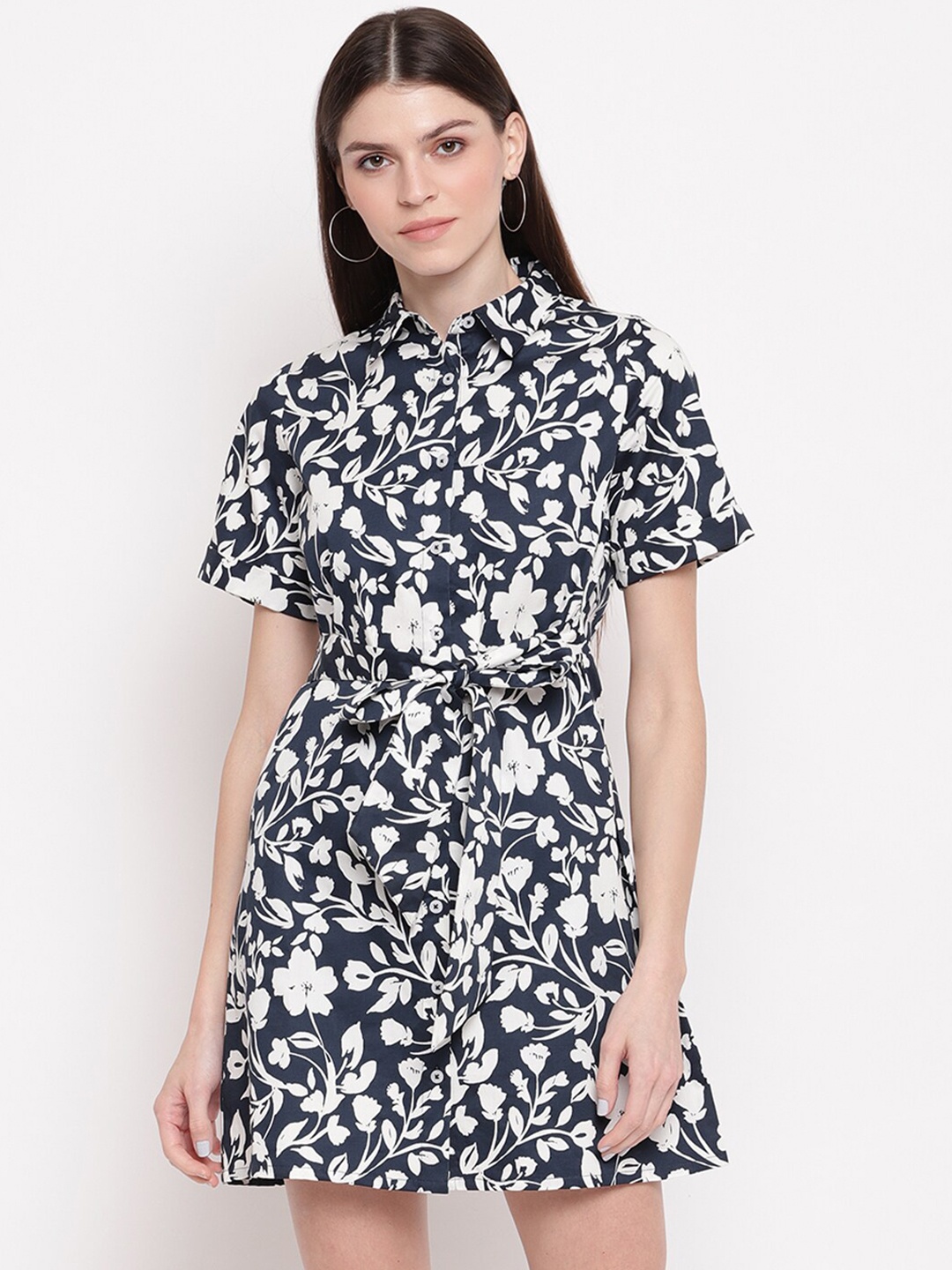 

sandy AND ritz Floral Shirt Mini Dress, White