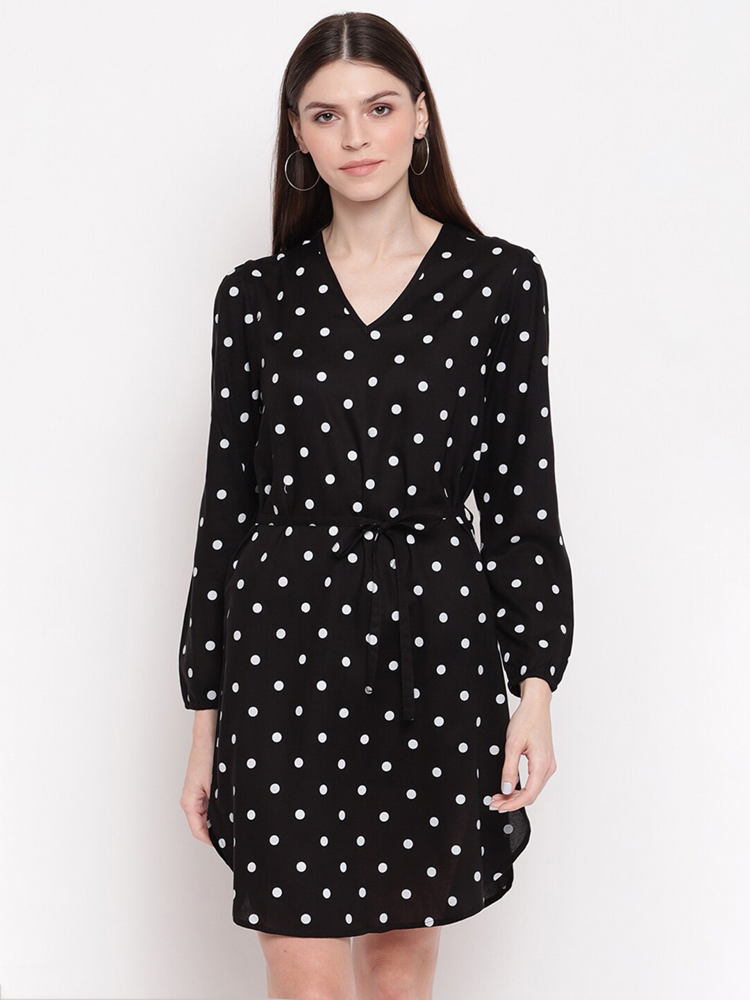 

sandy AND ritz V-neck Polka Dots Dress, Black