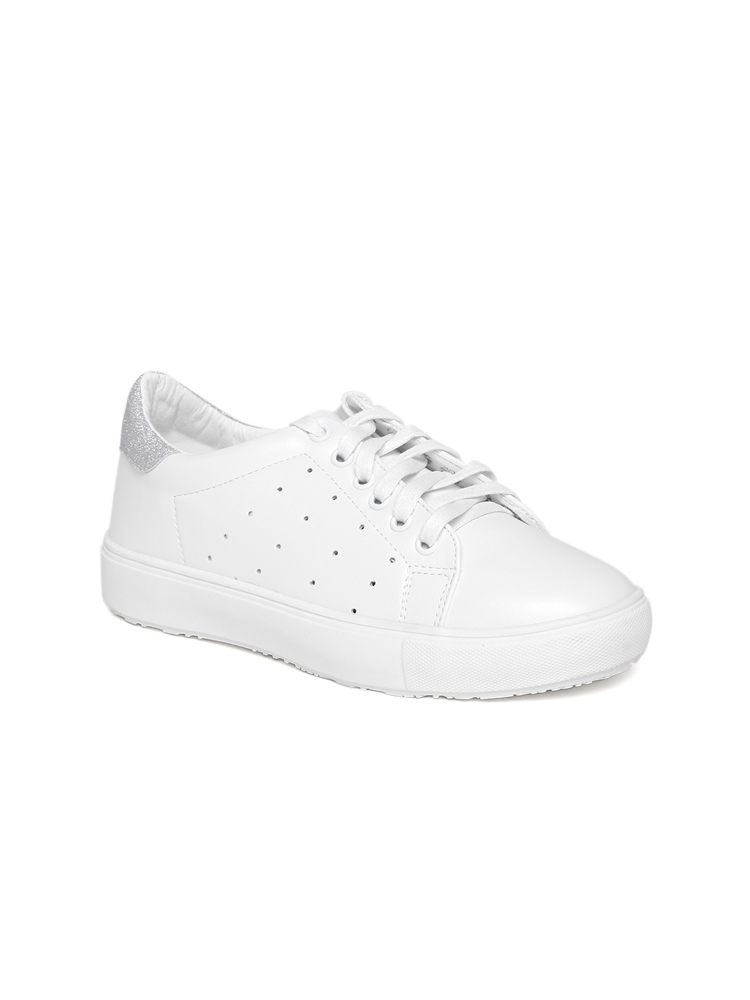 

red pout Women White Perforated Sneakers