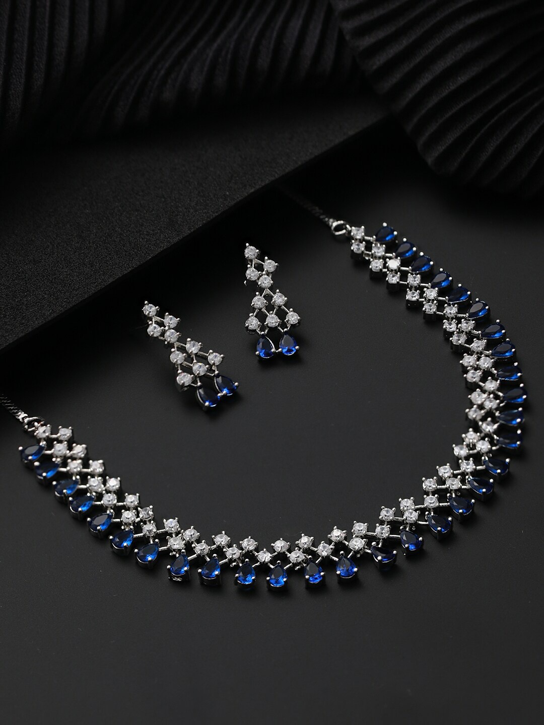 

Jazz and Sizzle Silver-Plated AD-Studded & Beaded Jewellery Set