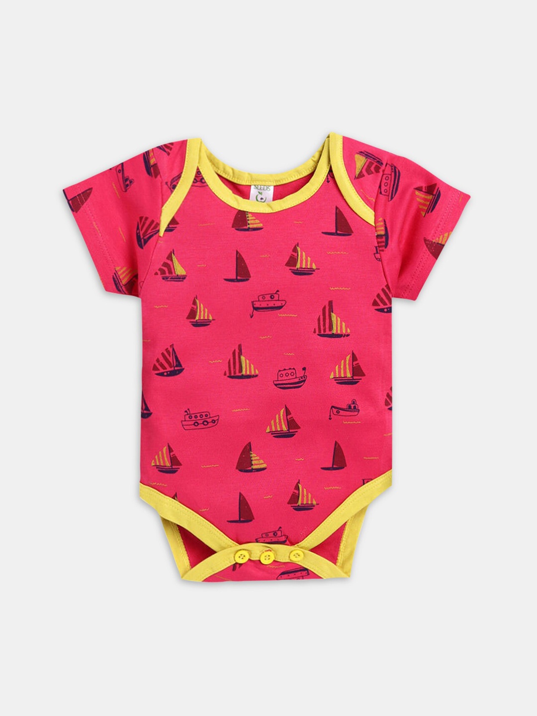 

Hopscotch Infant Conversational Printed Cotton Bodysuit, Pink